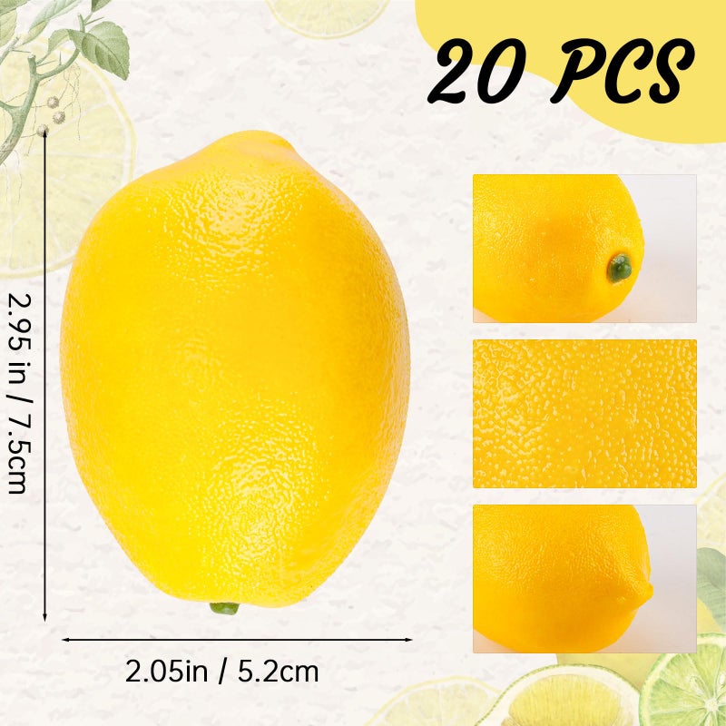 Toopify 20pcs Yellow Artificial Lemons Fake Fruit Lemons Artificial Lifelike Simulation Lemon for Home House Kitchen Party Decoration - Image 3
