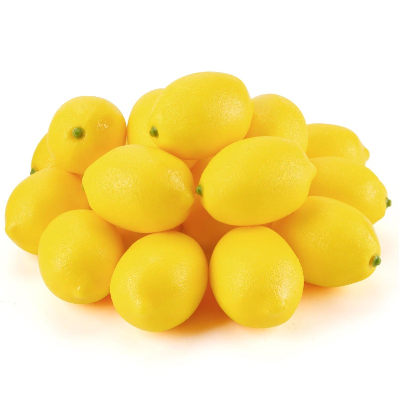 Toopify 20pcs Yellow Artificial Lemons Fake Fruit Lemons Artificial Lifelike Simulation Lemon for Home House Kitchen Party Decoration - Image 1