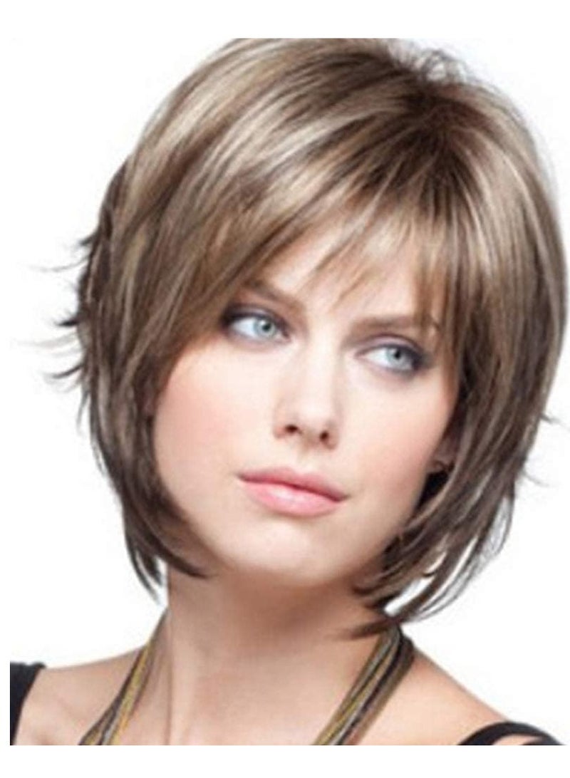 إستيل باروكة بوبو من الألياف المقاومة للحرارة للنساء ذات مظهر طبيعي شعر مستعار كامل للاستخدام اليومي، لون قصير رقم 12by613 - Image 1