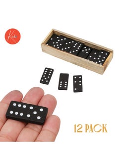 Kicko Kicko Mini Wooden Dominoes Set - 12 Pack - Miniature Classic Board Games - Small Blocks, Educational Toys, Game Tiles, Leisure Time, for Teens and Adults  - Image 2