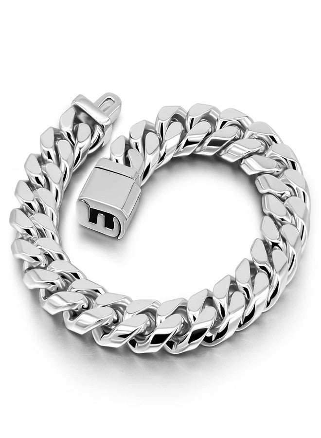 Dankadi Men 925 Sterling Silver Solid Miami Cuban Link Chain Bracelet -10MM - 12MM- Curb Cuban Bangle 7" 7.5" 8" 8.5" 9" 9.5"10" Thick Big Link Man Teen Boys Jewelry Gift, 9.5 Inches, no gemstone - Image 1