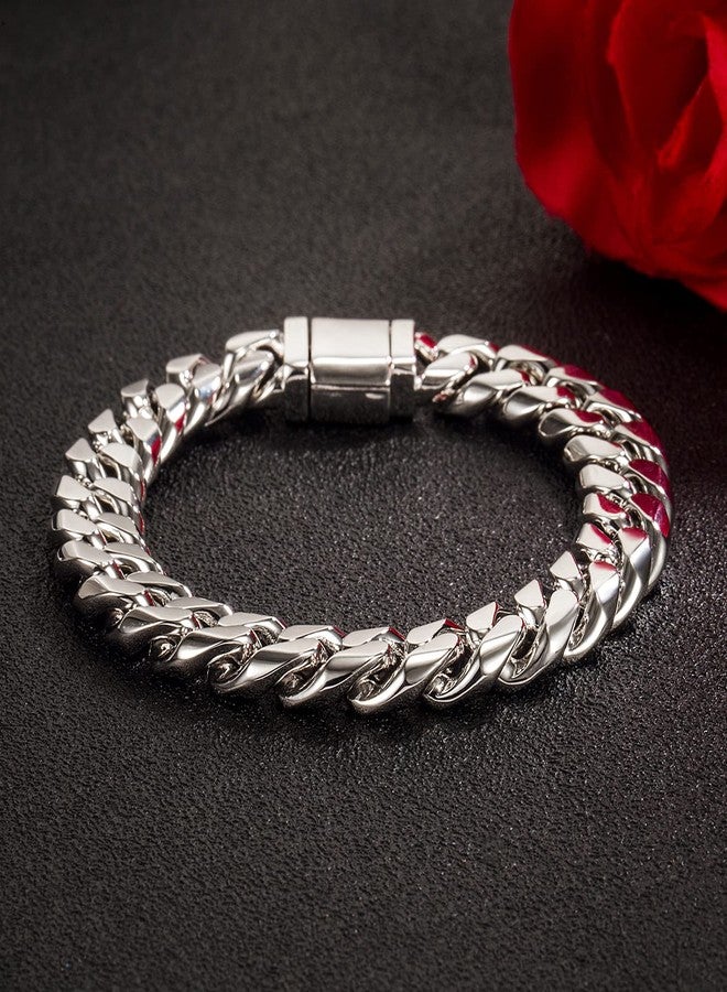 Dankadi Men 925 Sterling Silver Solid Miami Cuban Link Chain Bracelet -10MM - 12MM- Curb Cuban Bangle 7" 7.5" 8" 8.5" 9" 9.5"10" Thick Big Link Man Teen Boys Jewelry Gift, 9.5 Inches, no gemstone - Image 5