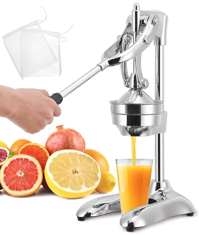 MBUYS MALL Large Stainless Steel Manual Citrus Juicer Orange Squeezer Hand Cold Press juice Extractor For Lemon Lime Orange Pomegranate Fruits - Image 1