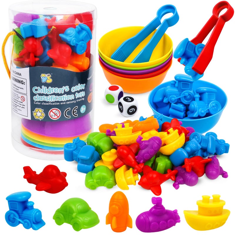 NAODONGLI Counting Transport Matching Game with Rainbow Bowls,Color Sorting & Sensory Training Montessori Preschool Education Learning Fine Motor Skills Easter Gifts for 3 4 5 Years Old Boys Girls - Image 1