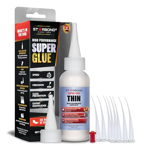Starbond Super Fast Thin, Premium Instant CA (Cyanoacrylate Adhesive) Super Glue Plus Extra Cap and Microtips, (for Woodturning, Pen Turning, Hobby, Stabilizing, Finish, Inlay) (2 Ounce) - Image 1