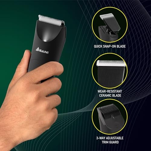 Asani Upkeeper Men's Body Hair Trimmer - Rechargeable Grooming Tool with Ceramic Blade, LED Light, Waterproof Design, Electric Shaver for Wet/Dry Use, Ideal for Chest, Back, Groin Hair Care - Image 5