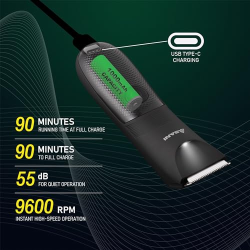 Asani Upkeeper Men's Body Hair Trimmer - Rechargeable Grooming Tool with Ceramic Blade, LED Light, Waterproof Design, Electric Shaver for Wet/Dry Use, Ideal for Chest, Back, Groin Hair Care - Image 4