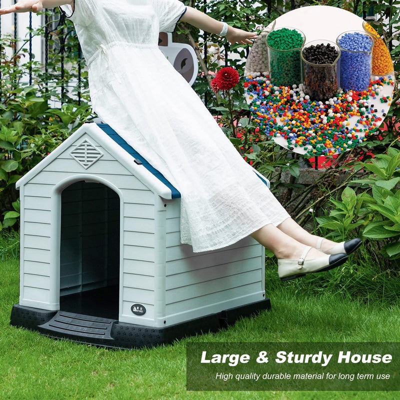 FDW Dog House Indoor Outdoor Durable Ventilate Waterproof Pet Plastic Dog House for Small Medium Large Dogs Insulated Puppy Shelter Kennel Crate with Air Vents and Elevated Floor - Image 5