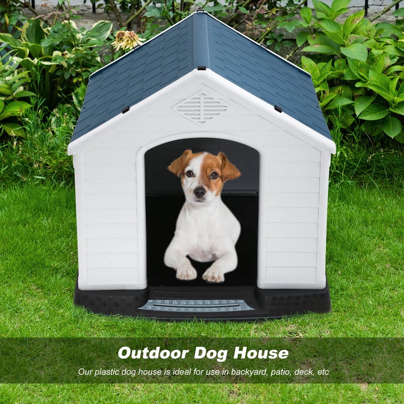 FDW Dog House Indoor Outdoor Durable Ventilate Waterproof Pet Plastic Dog House for Small Medium Large Dogs Insulated Puppy Shelter Kennel Crate with Air Vents and Elevated Floor - Image 2