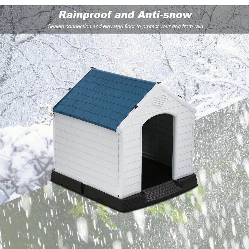 FDW Dog House Indoor Outdoor Durable Ventilate Waterproof Pet Plastic Dog House for Small Medium Large Dogs Insulated Puppy Shelter Kennel Crate with Air Vents and Elevated Floor - Image 3