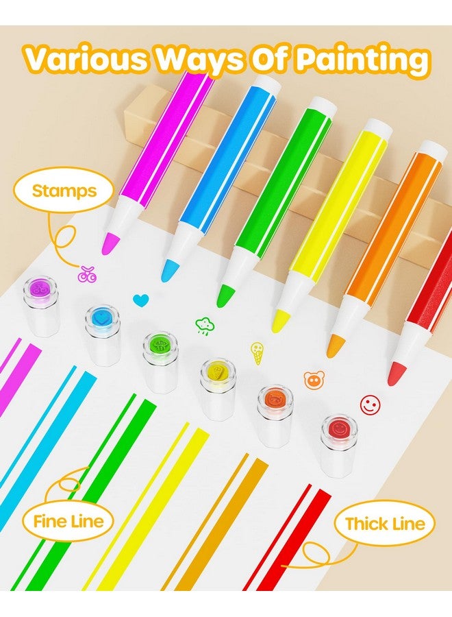 D-FantiX 36 Colors Washable Markers For Kids, Stamp Markers Coloring Set With Coloring Books And Stand Portable Box, Back To School Supplies For Girls Boys, Kids Road Trip Activities - Image 4