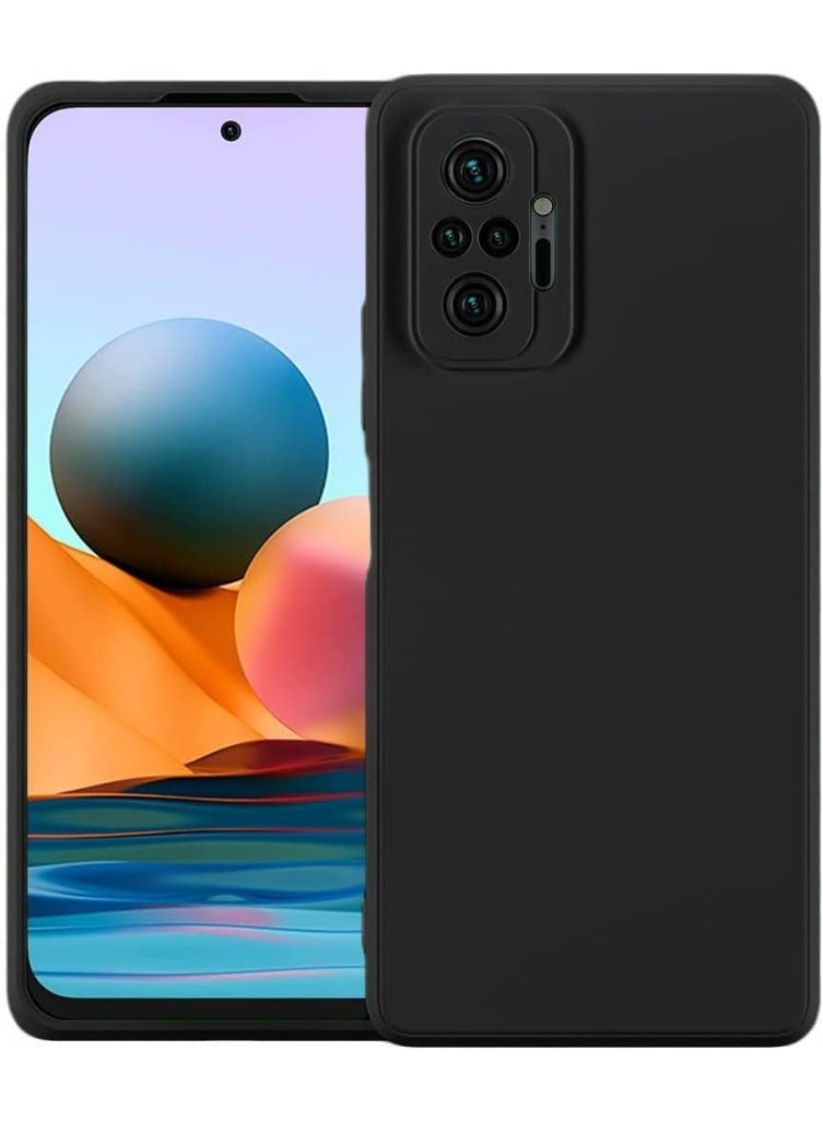 غطاء واقي لهاتف Redmi Note 10 Pro Max، غلاف خلفي ناعم رفيع من TPU، غلاف سيليكون مرن متوافق مع Redmi Note 10 Pro Max - أسود