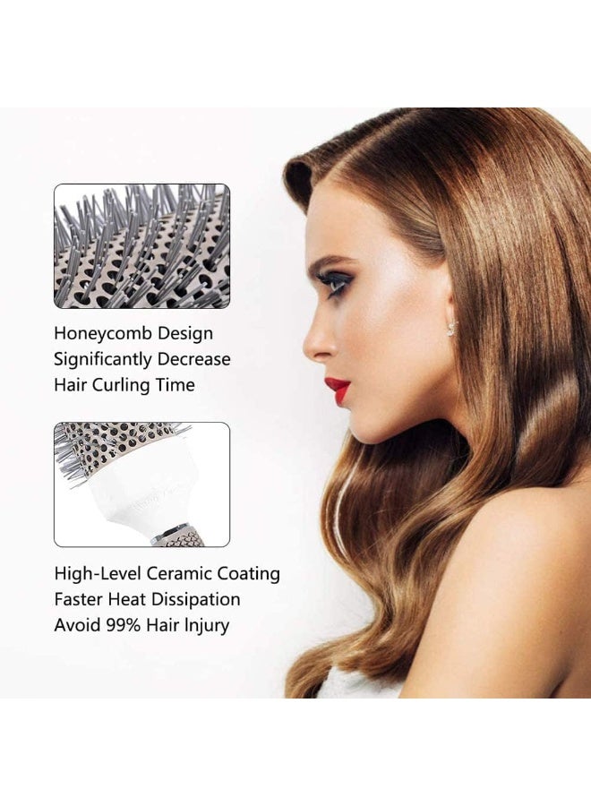 Professional 65mm Round Thermal Styling Brush – Extra Large Ceramic Barrel Blow Dryer Hairbrush – Anti-Frizz Volumizing Brush for Thick & Long Hair – Silver and White - Image 2