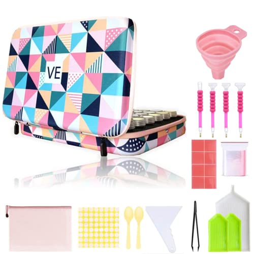 Amedoo Diamond Painting Storage Containers, 60 Slots Diamond Painting Accessories, Big Capacity 5D Diamond Painting Kits DIY Art Craft Jewelry Beads Rhinestones Organizer (60 Slots, Geometric) - Image 1