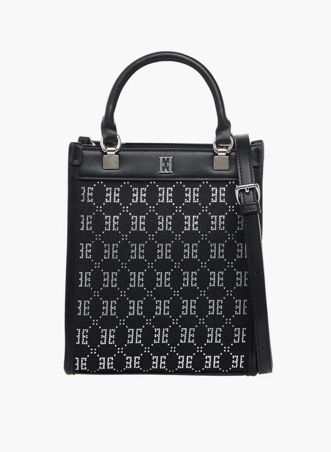ELLE Diamante Embellished Tote Bag with Double Handle