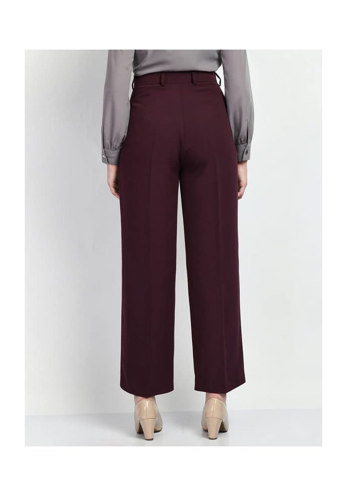 Exude Burgundy Wide Leg Trousers for Women - Image 4