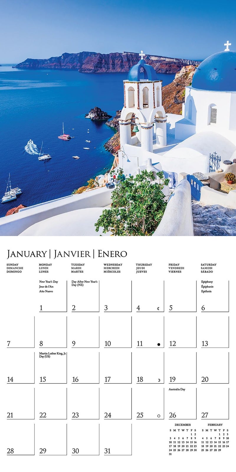 Graphique 2024 Greek Isles Mini Wall Calendar | 7â€ x 7â€ | Thick Paper | Home & Office Organizer | Large Monthly Grid | 3 Languages & Marked Holidays | 4 Month Preview Page for 2025 - Image 3