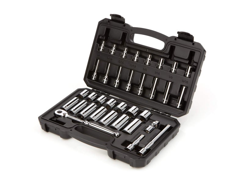 TEKTON 3/8 Inch Drive 6-Point Socket and Ratchet Set, 34-Piece (1/4-1 in.) | SKT15101 - Image 2