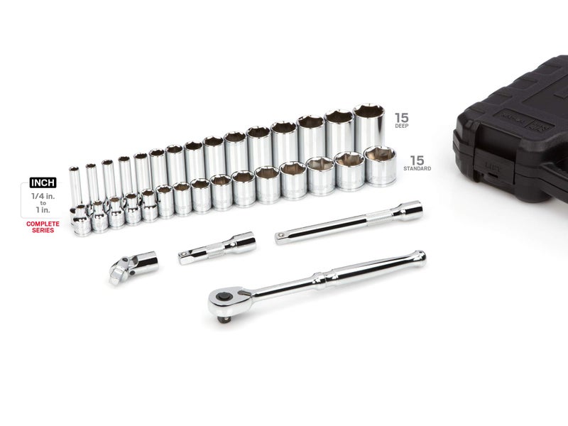 TEKTON 3/8 Inch Drive 6-Point Socket and Ratchet Set, 34-Piece (1/4-1 in.) | SKT15101 - Image 3