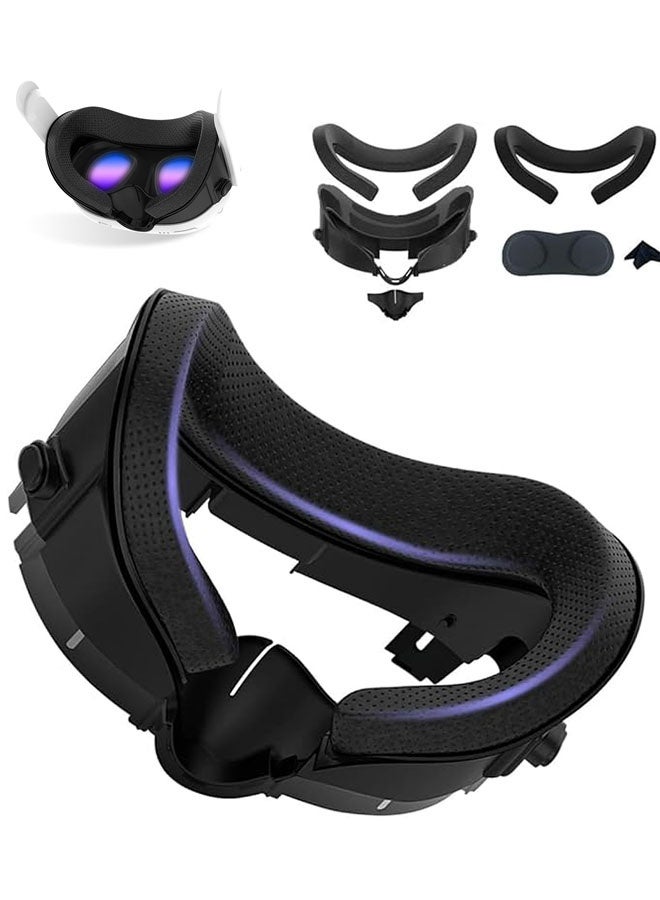VR Facial Interface Bracket and Foam Face Pad for Meta Quest 3, Sweat Proof Face Pad Cover Replacement, Anti Leakage Nose Pad and Lens Protector with Knob Adjustable for Meta Quest 3 Accessories - Image 1