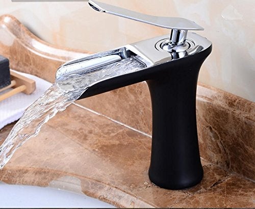 InArt Brass Single Lever Basin Mixer Taps Waterfall Tap (Black Silver) - Image 3