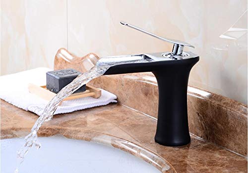 InArt Brass Single Lever Basin Mixer Taps Waterfall Tap (Black Silver) - Image 2