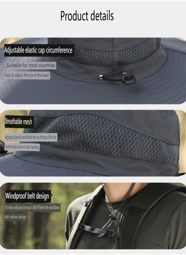 Generic Detachable solar charging fan built-in wide-brimmed hat summer outdoor sun hat men's mountaineering fishing hat  - Image 2