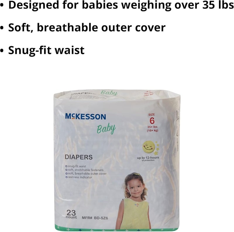 McKesson Baby Diapers Size 6 Over 35 lbs 23 Count 1 Pack - Image 3