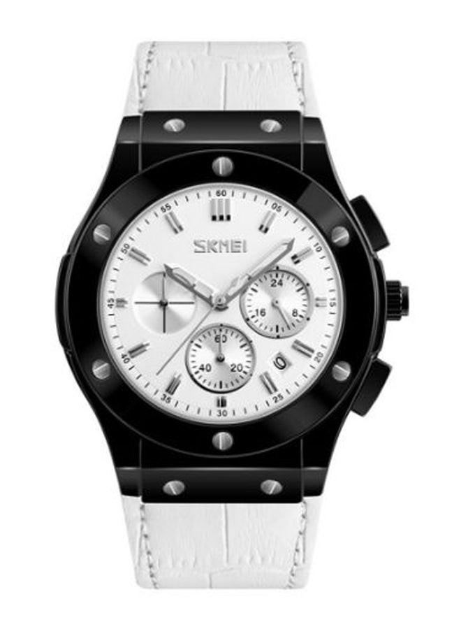 NIBEMINENT Men's Leather Analog Watch 9157 - 53 mm White - Image 1