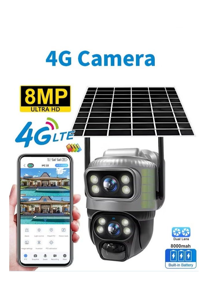 Generic 4G Solar Camera Outdoor , Camera for Home Security Waterproof, PIR Human , 360 PTZ Rotation Alarm Camera Color Night Vision Two-Way Talk All-Weather Recording  - Image 1