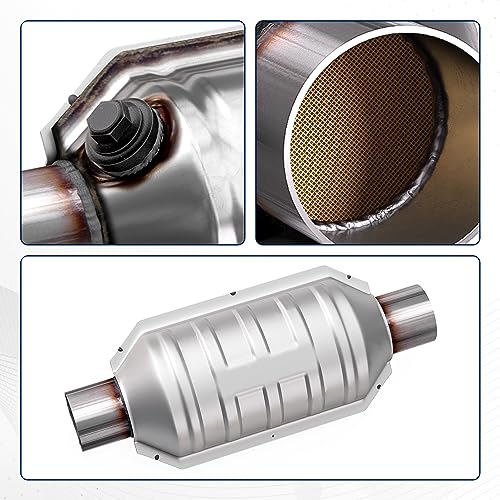 ASOPARTS 2" Universal Catalytic Converter, 2" Inlet/Outle Cat Converter with Heat Shield and O2 Port - Image 3