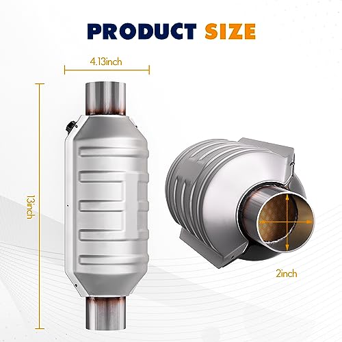 ASOPARTS 2" Universal Catalytic Converter, 2" Inlet/Outle Cat Converter with Heat Shield and O2 Port - Image 5