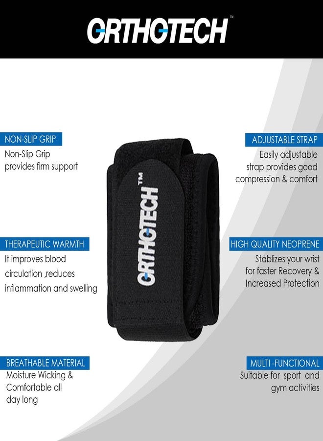 Orthotech Wrist Support Wrap (Pack of 2) | Adjustable Compression for Firm Support | Soft Cushioned Interior for Comfort | Durable Breathable Fabric | Secure Velcro Closure for Easy Fit (Black) - Image 4