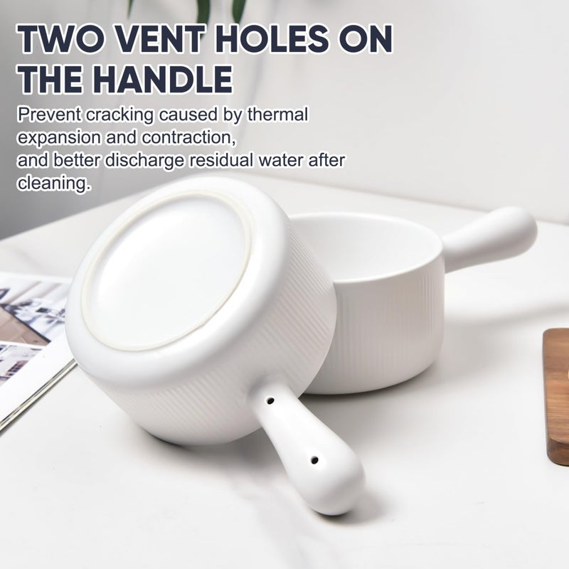 Vumdua French Onion Soup Bowls, 16 oz Ceramic Soup Bowls with Handles, Soup Crocks Oven Safe for Chili, Stew, Cereal, Microwave Dishwasher Safe, Set of 4, Wax White - Image 2