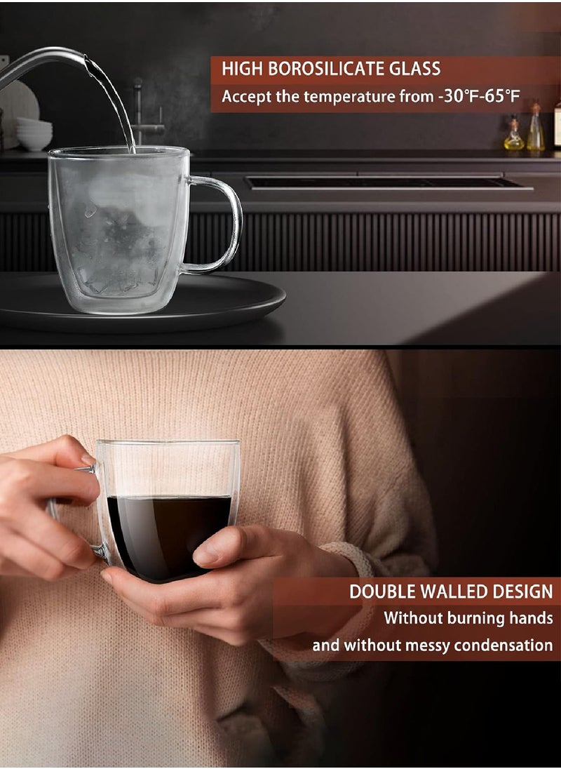 Generic - 2-Piece Double Wall Glass Cup Set Clear With Handle 200ml - Image 1
