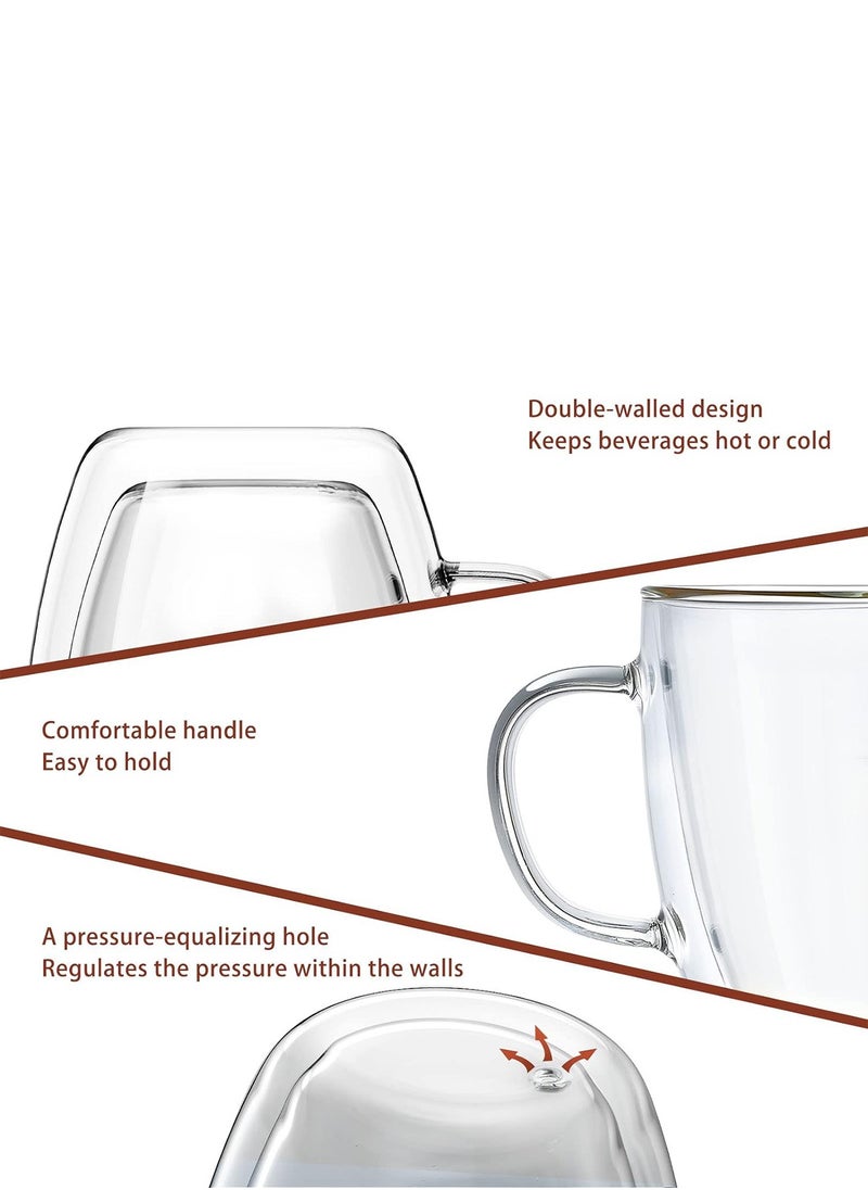Generic - 2-Piece Double Wall Glass Cup Set Clear With Handle 200ml - Image 1