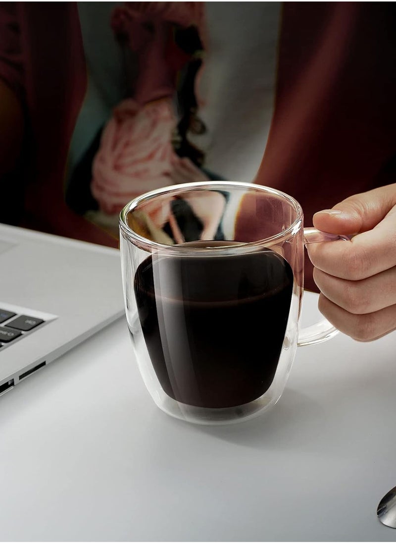 Generic - 2-Piece Double Wall Glass Cup Set Clear With Handle 200ml - Image 1