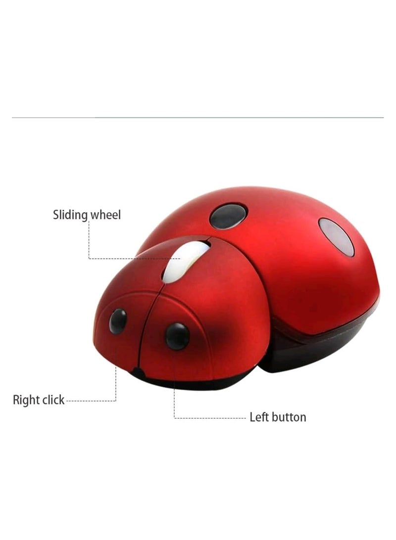 General Cute Wireless Mouse Ladybird Shape 2.4GHz Cordless Silent Mouse with USB Receiver Children Mice Gaming 3000 DPI Portable Mobile Optical Mouse for Notebook Laptop PC Desktop  - Image 3