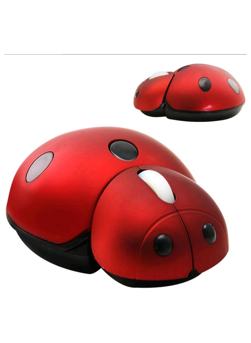 General Cute Wireless Mouse Ladybird Shape 2.4GHz Cordless Silent Mouse with USB Receiver Children Mice Gaming 3000 DPI Portable Mobile Optical Mouse for Notebook Laptop PC Desktop  - Image 1