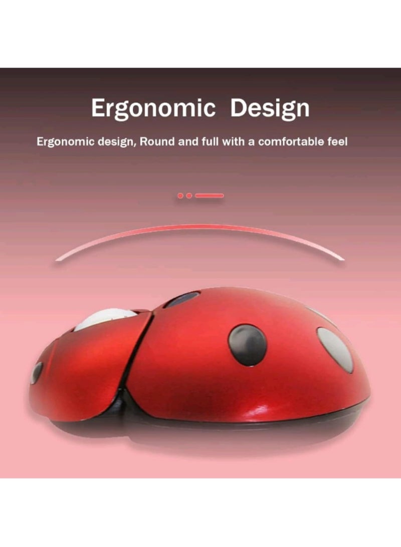 General Cute Wireless Mouse Ladybird Shape 2.4GHz Cordless Silent Mouse with USB Receiver Children Mice Gaming 3000 DPI Portable Mobile Optical Mouse for Notebook Laptop PC Desktop  - Image 5