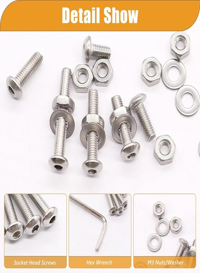 Taiss M3 M4 M3 M4 X 4Mm/5Mm/6Mm/8Mm/12Mm/16Mm/20Mm/25Mm 304 Metric Stainless Steel Bolts Assortment Button Head Screws Hex Head Bolts Screws With - Image 4