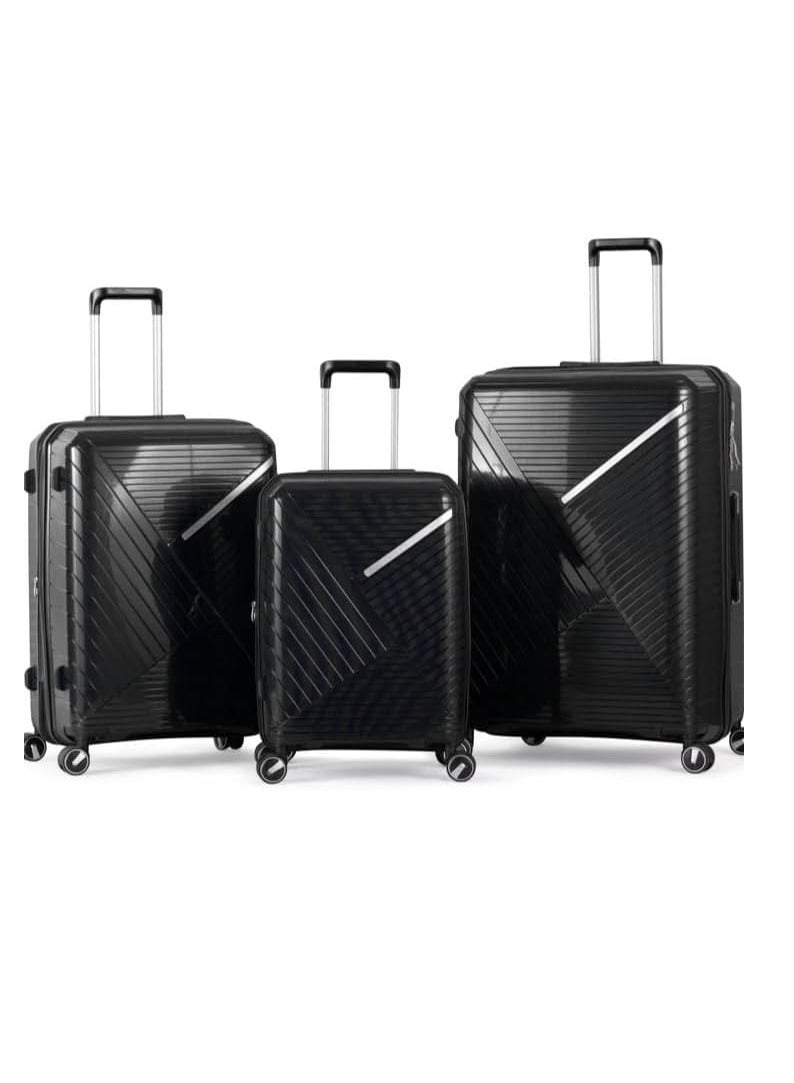 Unbreakable Trolley Luggage with TSA Lock, 4 Silent Spinner Wheels, Expandable Double Zipper - ABS Storage, Crash and Impact Resistant Airport Suitcase Shockproof Unbreakable Black - Image 1