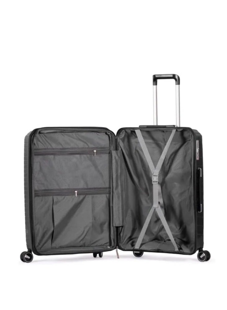 Unbreakable Trolley Luggage with TSA Lock, 4 Silent Spinner Wheels, Expandable Double Zipper - ABS Storage, Crash and Impact Resistant Airport Suitcase Shockproof Unbreakable Black - Image 3