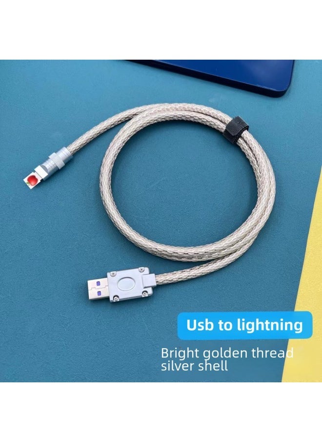 Generic - DIY Upgrade Leather Hand-stitched Data Cable 100W29WPD66W Fast Charging For Iphone 12W Data Cable-Color:1 M-Model:Samurai Black Grid Line Black Shell C- L National Line 29W Shell - Image 1