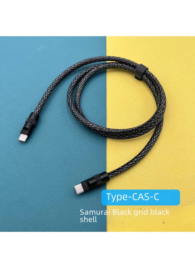 Generic - DIY Upgrade Leather Hand-stitched Data Cable 100W29WPD66W Fast Charging For Iphone 12W Data Cable-Color:1 M-Model:Samurai Black Grid Line Black Shell C- L National Line 29W Shell - Image 1