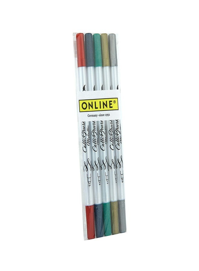 Online Calligraphy Brush Pens Set of 5 Metallic Edition