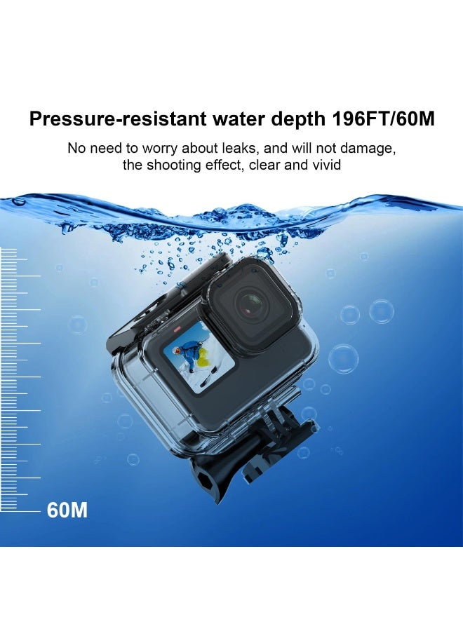 196ft/60m Waterproof Housing Case for GoPro Hero 13 12 11 10 9 Black, Protective Underwater Dive Housing Shell for Go Pro Hero13 Hero12 Hero11 Hero10 Hero9 Action Camera - Image 2