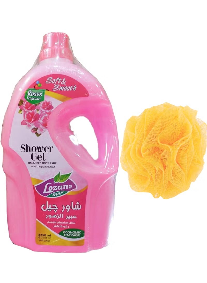 لوزان جل استحمام عبير الزهور - 2250 مل + لوفه متعدده الالوان - Image 1