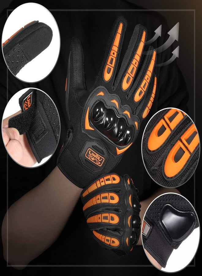COFIT Motorcycle Gloves Breathable, Touchscreen Motorbike Gloves Anti-Slip with Good Grip Hard Knuckles Protection for Men Women Motocross, BMX ATV MTB Cycling, Road Racing - Orange M - Image 2
