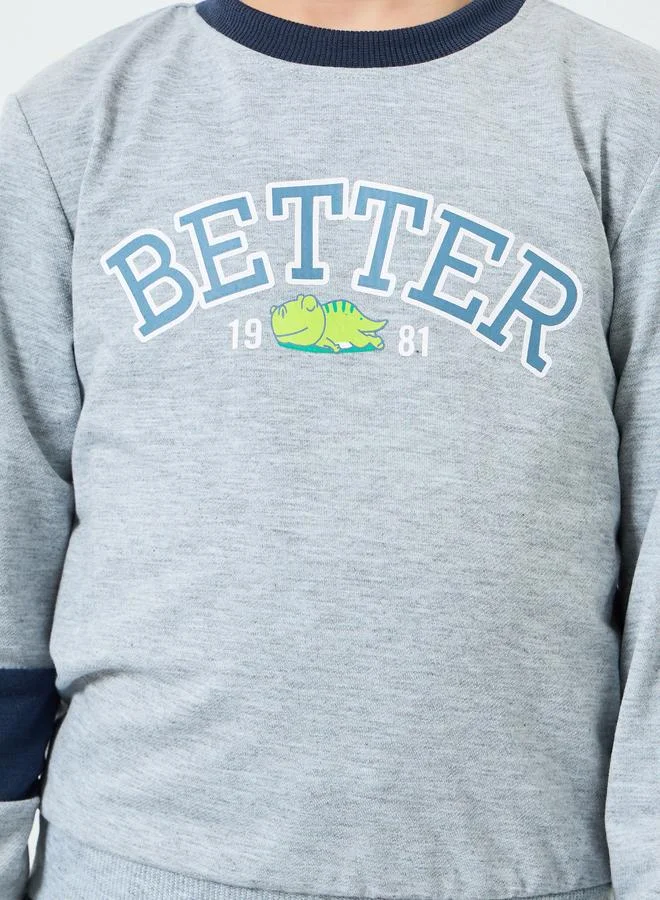 Styli Boys Grey Graphic Print Sweatshirt
